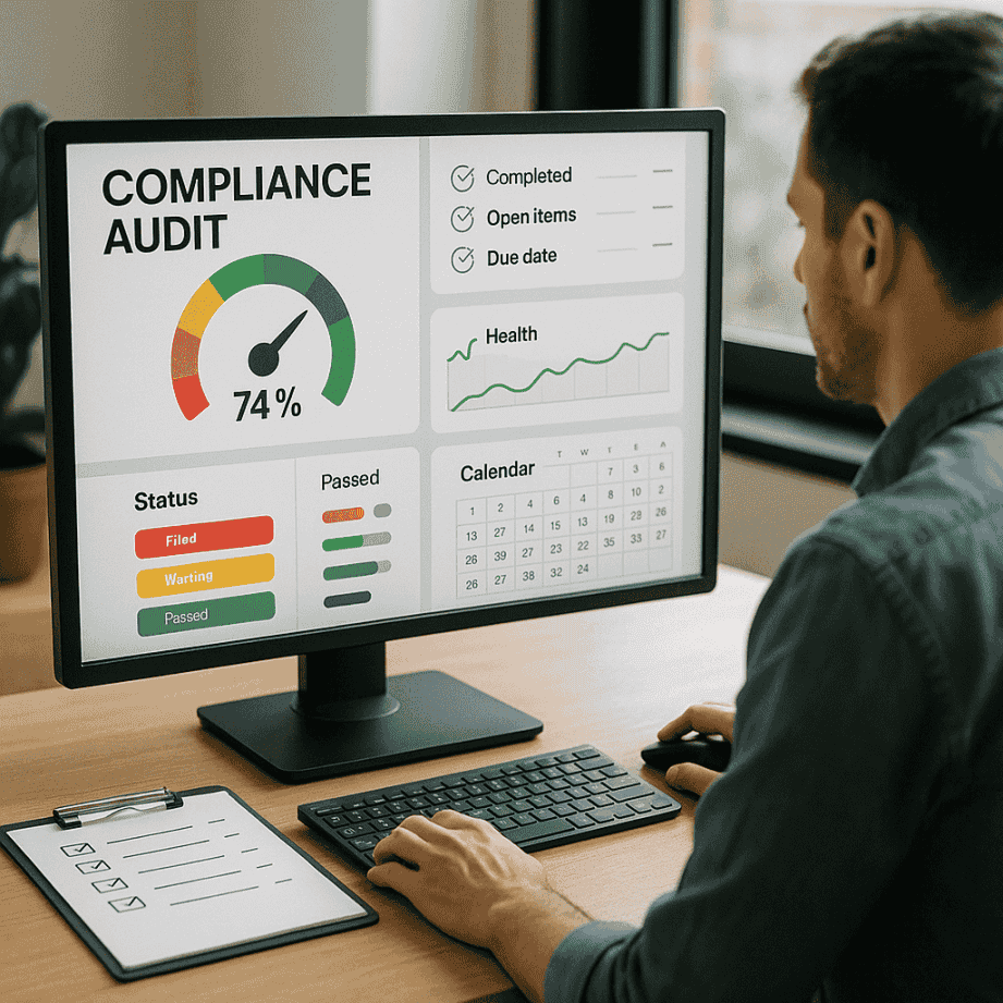 Imagem editorial sobre auditoria continua de compliance web